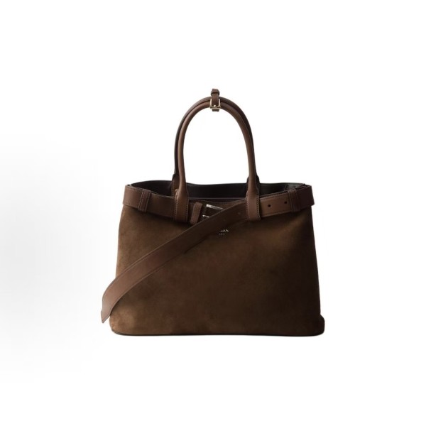 PRADA Buckle brand logo open Tote bag Tote bag shopping bag handbag Large women\'s cocoa brown